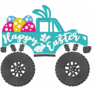 Happy Easter jeep embroidery design - Embroidery Design