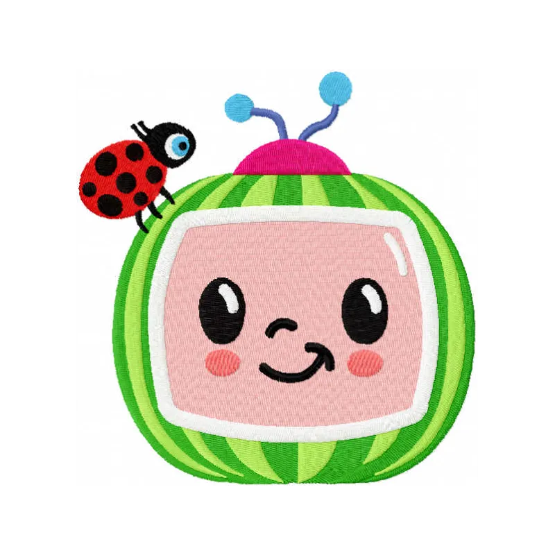 Cocomelon embroidery design showcasing vibrant characters and playful motifs for creating fun stitched projects.