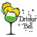 Drinker Bell embroidery design showcasing a whimsical fairy motif, perfect for adding charm to apparel and decor.