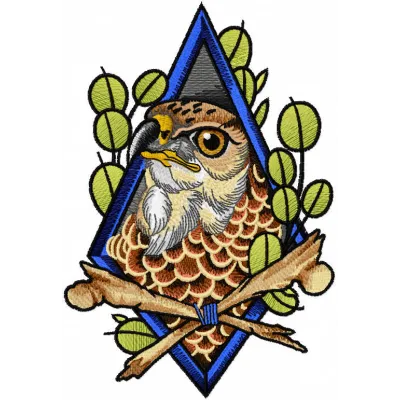 Eagle in frame embroidery design showcasing a majestic bird surrounded by an ornate border, perfect for various fabric proje…