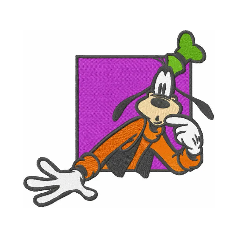 Preview of the Thinking Goofy embroidery design featuring a whimsical character, perfect for playful stitching projects.