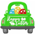 Happy Easter car embroidery design featuring colorful Easter elements, perfect for stitching on t-shirts or tote bags.