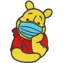Winnie Pooh wearing a mask embroidery design, showcasing playful characters for creative stitching projects.