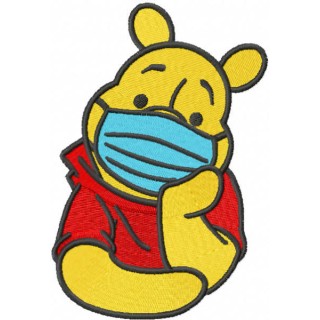 Winnie pooh in mask embroidery design - Embroidery Design