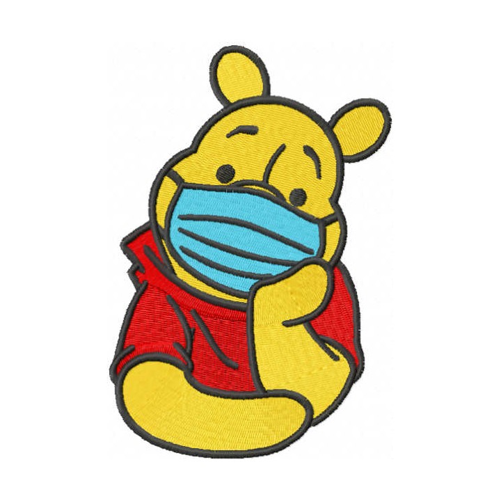 Winnie pooh in mask embroidery design - Embroidery Design