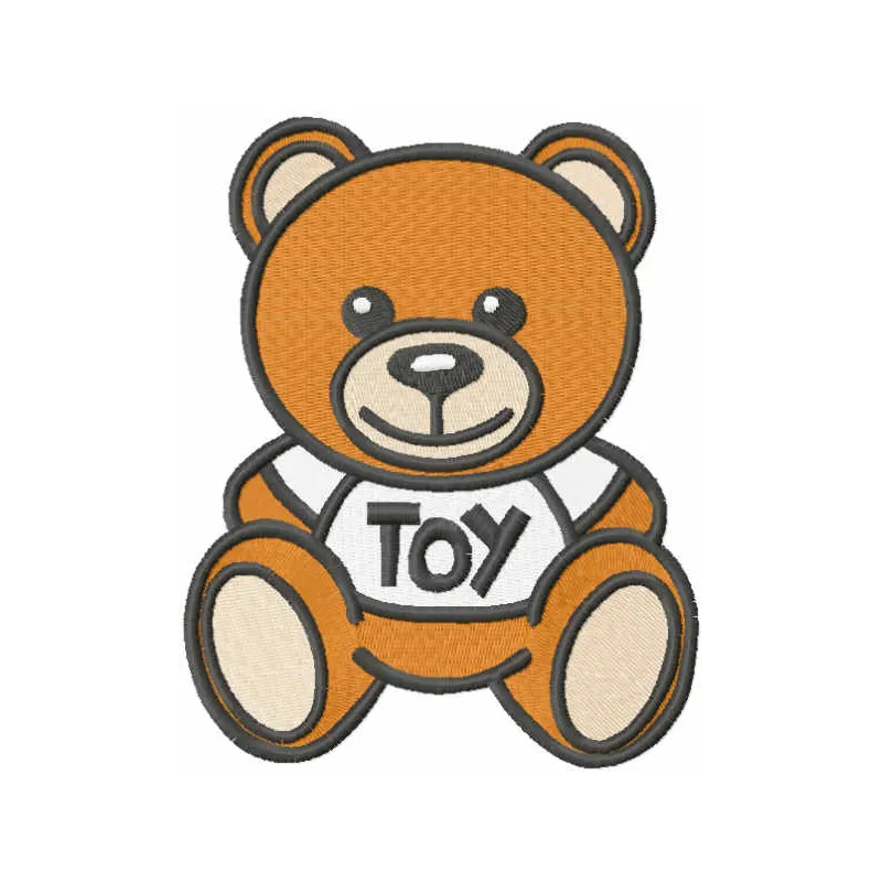 Oso Moschino toy embroidery design preview for fashion and apparel, showcasing a playful stitched motif.