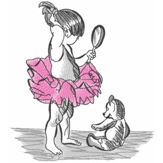 Young ballerina looks in the mirror embroidery design - Embroidery Design