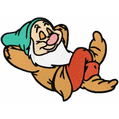 Sleepy Bashful embroidery design featuring a charming character from the Seven Dwarfs collection.