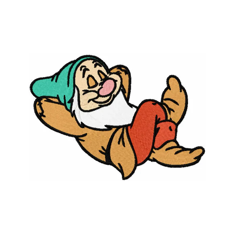 Sleepy Bashful embroidery design featuring a charming character from the Seven Dwarfs collection.