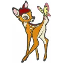 Bambi loving butterfly embroidery design featuring a charming deer and butterfly motif, perfect for baby onesies or pillows.