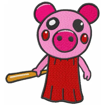 Roblox Piggy embroidery design featuring a playful character, ideal for stitching on t-shirts and hoodies.