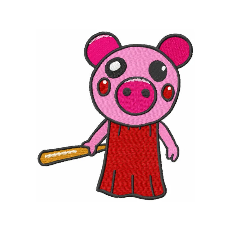 Roblox Piggy embroidery design featuring a playful character, ideal for stitching on t-shirts and hoodies.