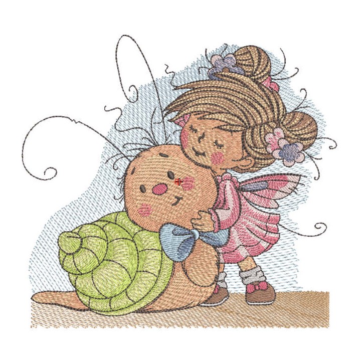 Fairy meet with snail embroidery design - Embroidery Design