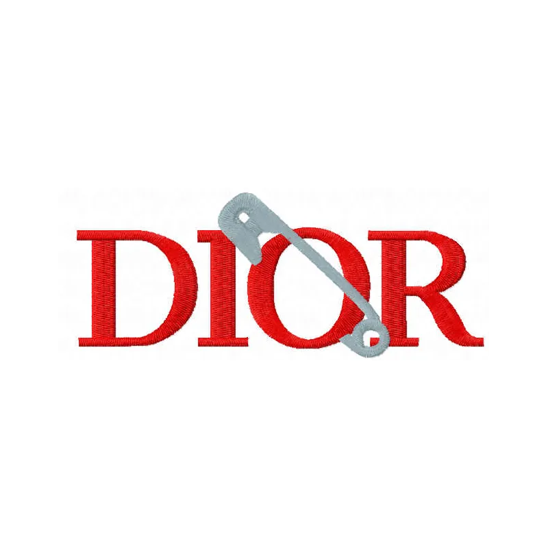Dior sew logo embroidery design showcasing intricate stitching for fashion apparel projects.