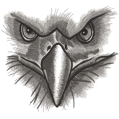 Eagle gaze embroidery design showcasing a majestic eagle in intricate stitching patterns for various fabrics.