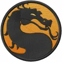Mortal Kombat logo embroidery design showcasing a striking stitched motif for gaming enthusiasts.