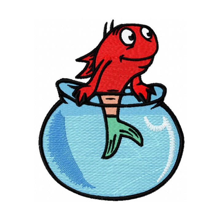 Fish in the aquarium embroidery design - Embroidery Design