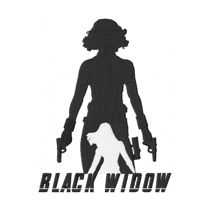 Black widow with guns embroidery design - Embroidery Design
