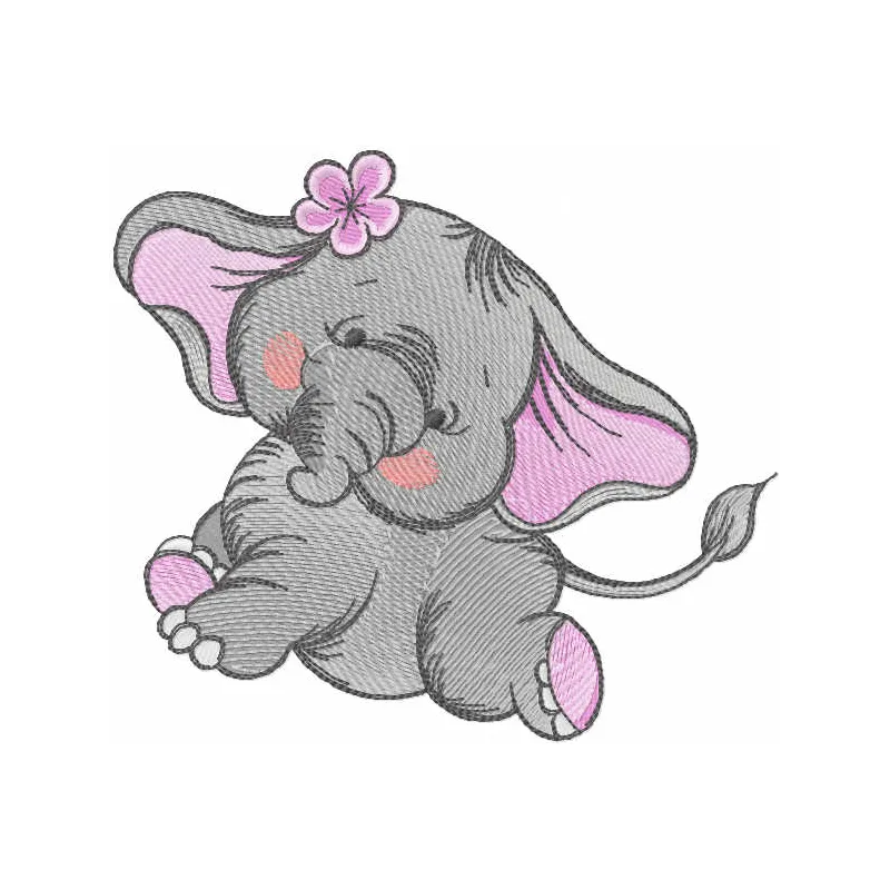Dancing elephant embroidery design showcasing intricate stitching patterns for creative projects.