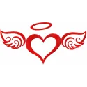 Preview of red angel wings embroidery design for Valentine's Day, showcasing intricate stitching patterns.