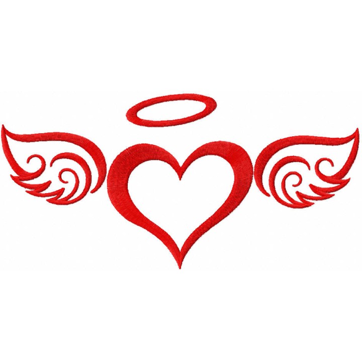 Red angel wings embroidery design - Embroidery Design