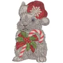 Charming Rabbit meets Christmas embroidery design featuring festive elements, ideal for holiday projects.