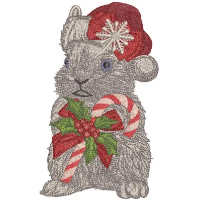 Charming Rabbit meets Christmas embroidery design featuring festive elements, ideal for holiday projects.