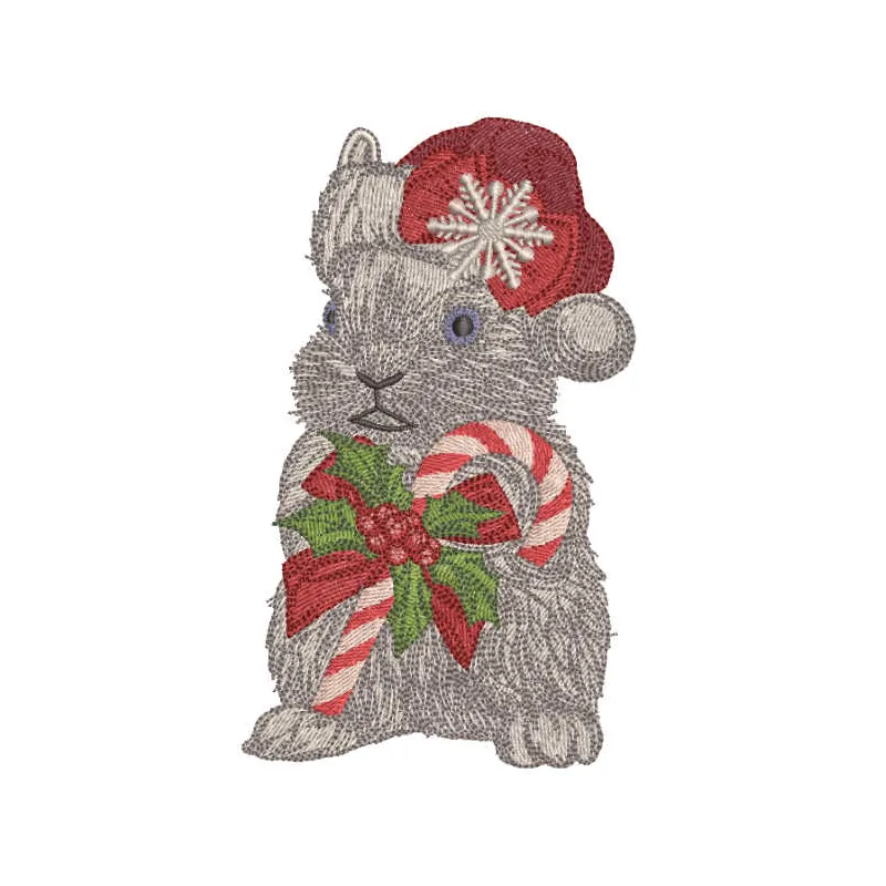Charming Rabbit meets Christmas embroidery design featuring festive elements, ideal for holiday projects.