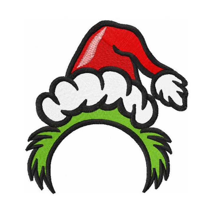 Grinch Christmas round monogram template embroidery design - Embroidery Design