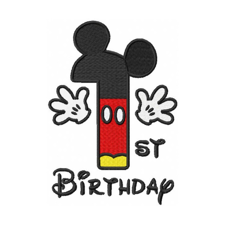 First birthday mickey embroidery design - Embroidery Design