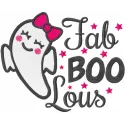 Preview of Fab Boo Lous embroidery design, a playful Halloween motif for stitching on t-shirts or tote bags.
