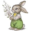 Easter Bunny with Willow Branches embroidery design showcasing a charming bunny surrounded by delicate branches.