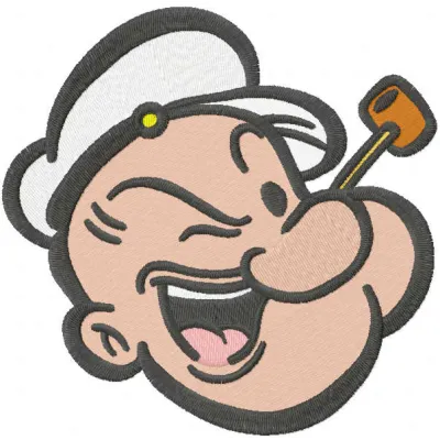Popeye embroidery design showcasing the iconic cartoon character ready for stitching on various fabric items.