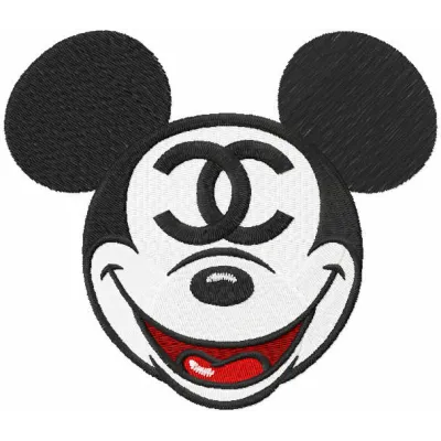 Preview of a Perfume Mickey Mouse embroidery design featuring a whimsical Mickey silhouette with floral accents.