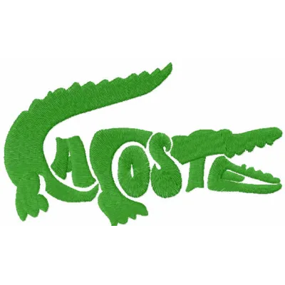 Preview of Lacoste modern logo embroidery design featuring a stylish stitched motif for various fabric applications.