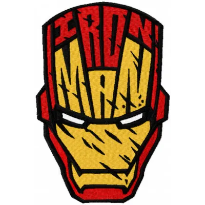 Preview of an Iron Maan mask embroidery design, showcasing a creative pattern for stitching on apparel or accessories.