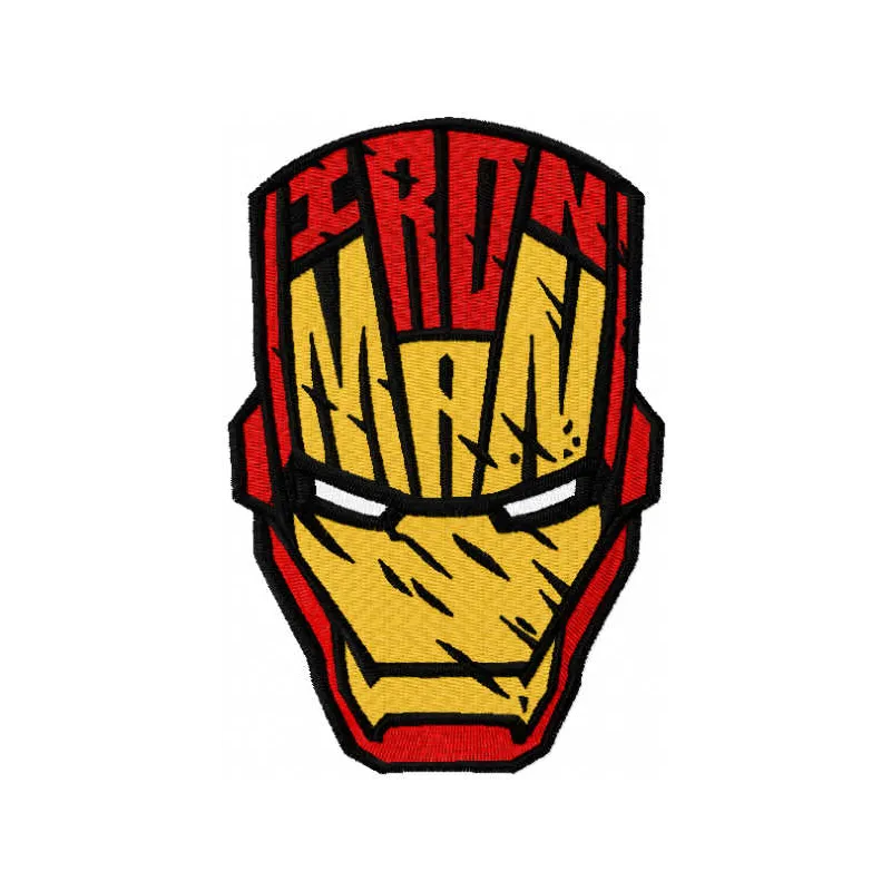Preview of an Iron Maan mask embroidery design, showcasing a creative pattern for stitching on apparel or accessories.