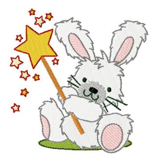Rabbit wizard with magic wand embroidery design - Embroidery Design