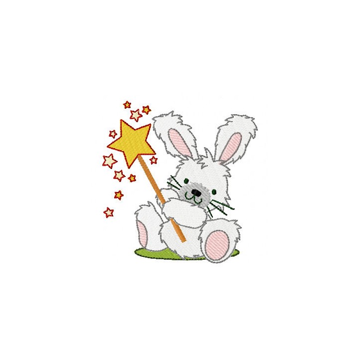 Rabbit wizard with magic wand embroidery design - Embroidery Design