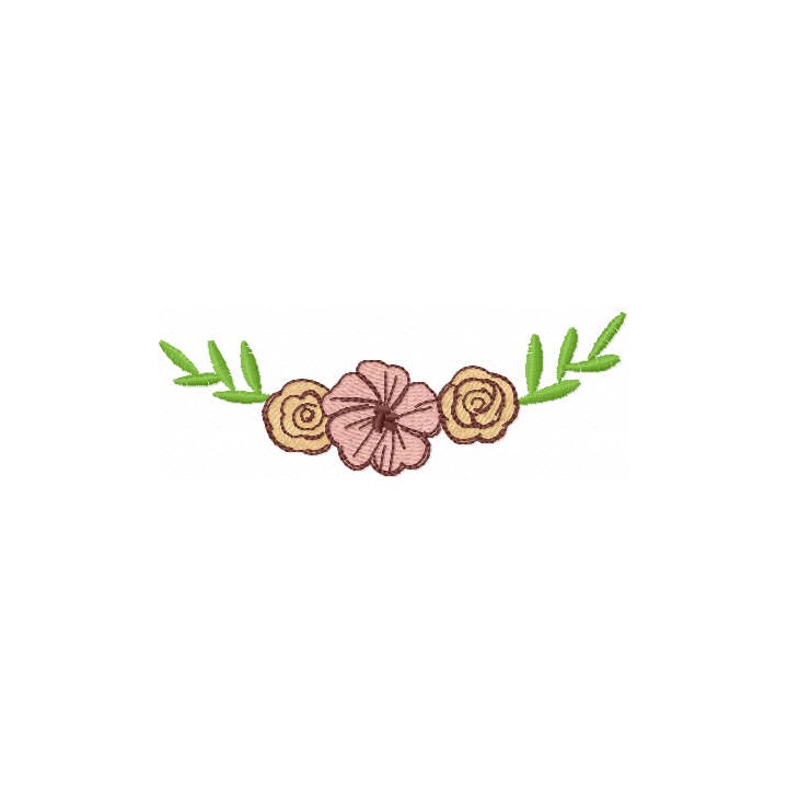 Three flowers decor embroidery design - Embroidery Design