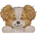 Dog best friend embroidery design showcasing a playful dog motif, perfect for stitching on t-shirts or tote bags.