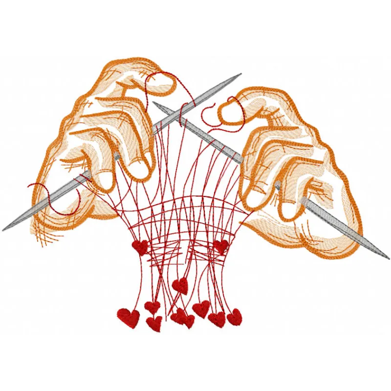 Knitted with Love embroidery design showcasing intricate stitch patterns, perfect for cozy crafts and heartfelt gifts.