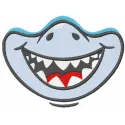 Cute shark embroidery design featuring a playful shark motif, perfect for masks and creative stitching projects.