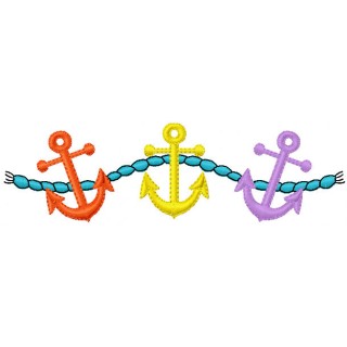 Three anchors embroidery design - Embroidery Design