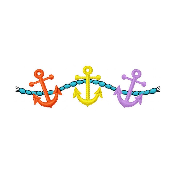 Three anchors embroidery design - Embroidery Design