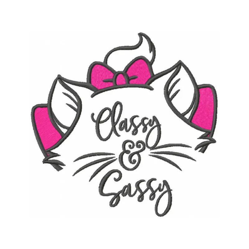 Classy and sassy embroidery design featuring charming Aristocats motifs for stylish stitching projects.