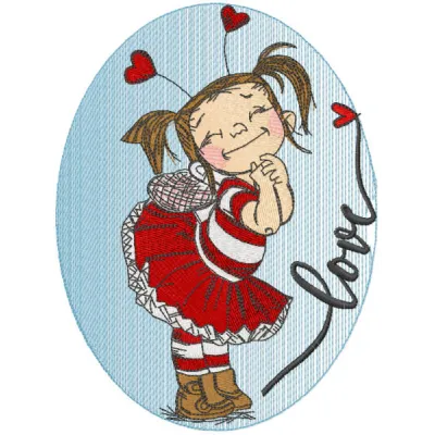 Preview of Loving Girl embroidery design showcasing a charming stitched motif for girls and women.
