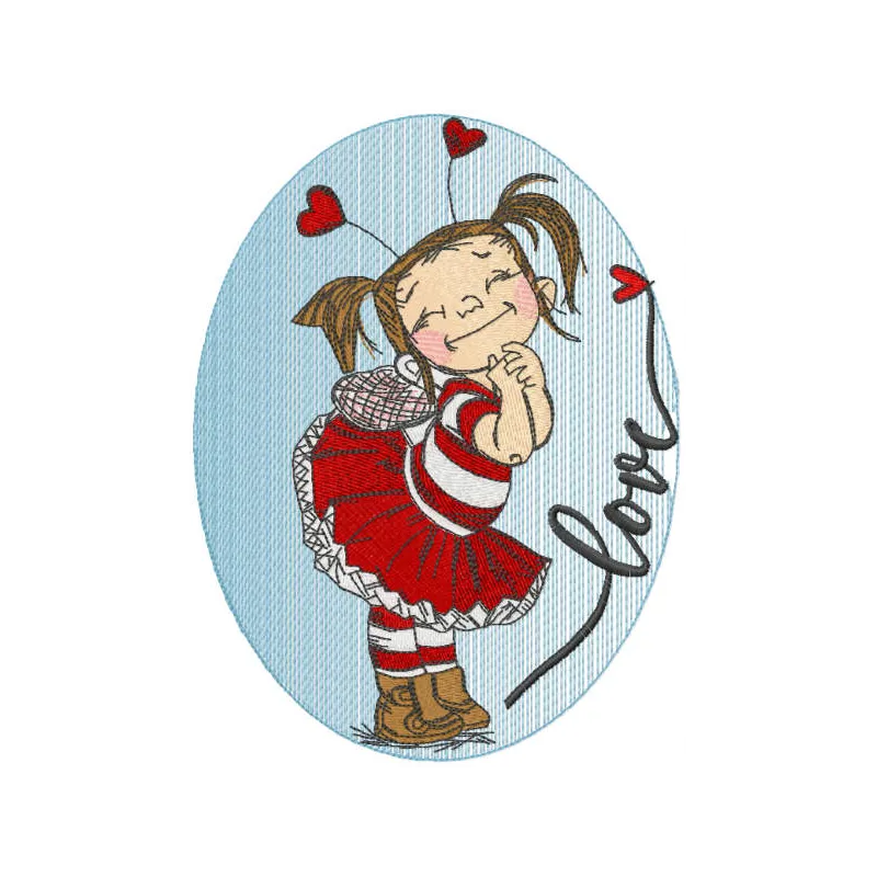 Preview of Loving Girl embroidery design showcasing a charming stitched motif for girls and women.