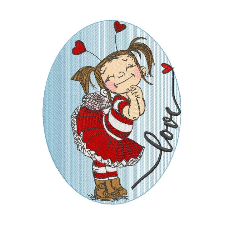 Loving girl embroidery design - Embroidery Design