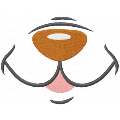 Preview of a cute bear nose embroidery design featured on a mask, showcasing detailed stitching patterns.